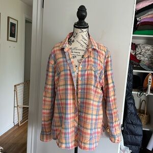 Orange Eddie Bauer flannel shirt